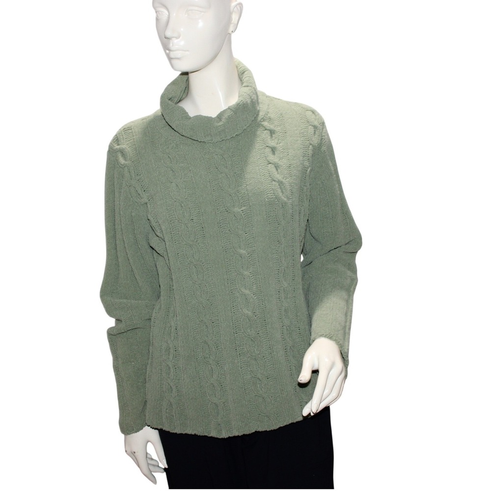 Claudia D Green Cozy Plush Knit Sweater Women's Large Vintage‎ Y2K